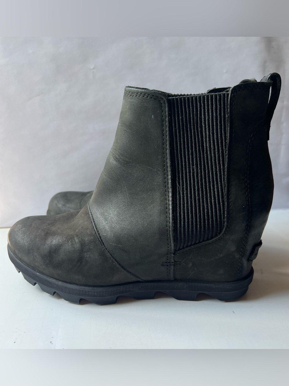 Sorel Joan Of Arctic Rhapsody Lot Black Camel Leather Chelsea Wedge Boots - 7.5 - Picture 10 of 13